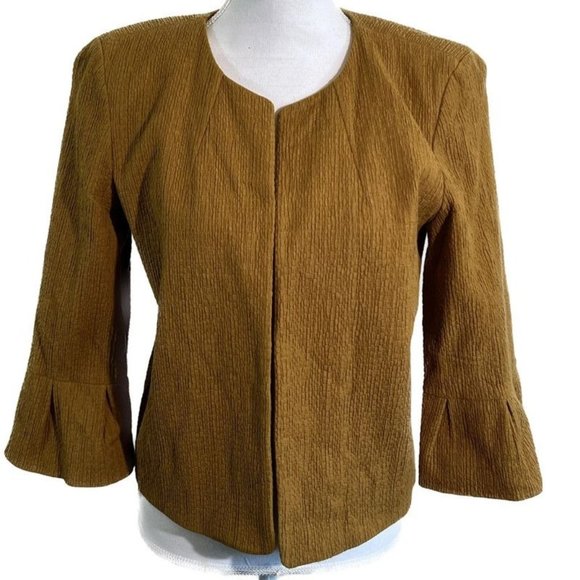 LOFT Mustard 3/4 Flare Sleeve Blazer Jacket Size Medium - Picture 1 of 9
